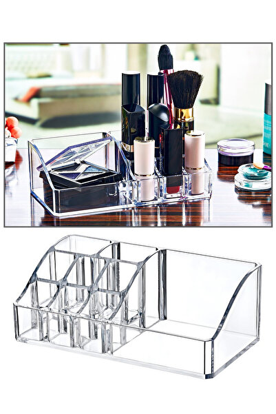 Bev Kitchen منظم مكياج شفاف - 9 أقسام، متعدد الأغراض