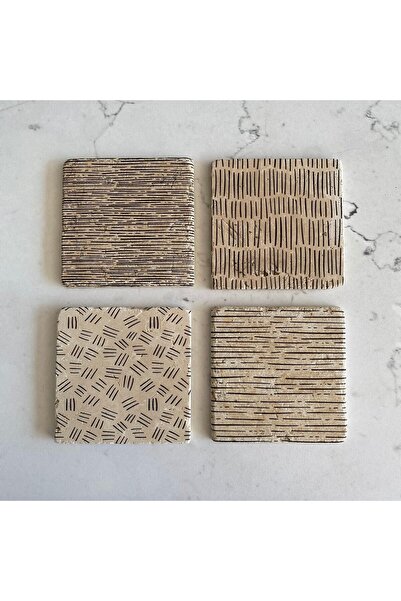 UNT Stone Coasters - Set of 4 Minimalist Lines