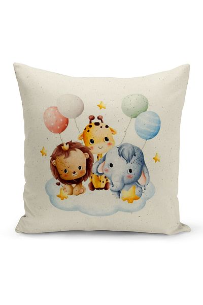 Bertille Home Child Baby Series Double-Sided Digital Printed Throw Pillow Case (Kids Children Cushion Cover)