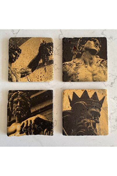 UNT قاعدة أكواب حجرية - مجموعة من 4 قطع تحت عنوان الأساطير