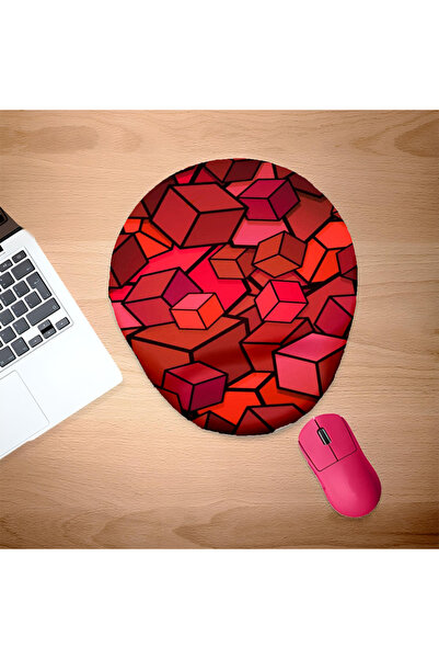 UcuruStore Κόκκινο Mouse Pad με Στήριγμα Καρπού σε Σχήμα Τετράγωνου