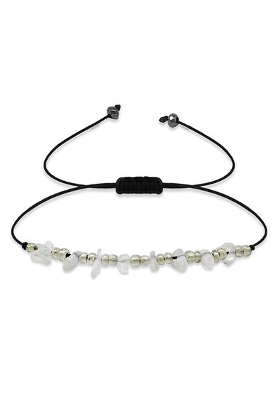 Tesbihane Macrame Braided Basic Model Moon Stone Natural Stone Women's Bracelet