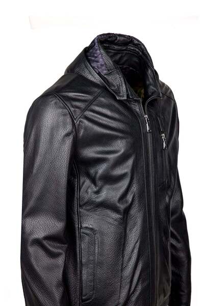 Tamer Tanca Erkek Hakiki Deri Siyah Deri Mont