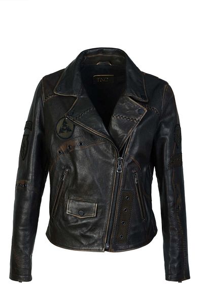 Tamer Tanca Genuine Leather Women's Black Coat - Antique Detailed