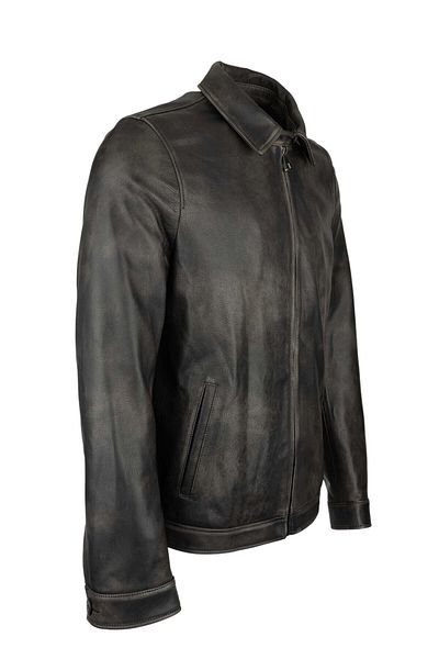 Tamer Tanca Genuine Leather Black Men's Antique Coat