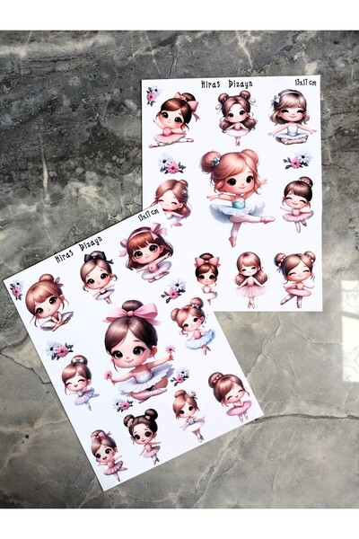 Hiras Dizayn لطيف راقصة الباليه ملصق مائي صفحة جدول الأعمال هدية الطفل ملصق م...