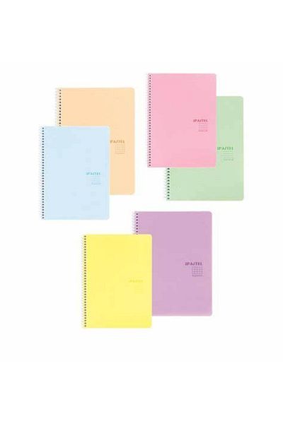 KESKİN COLOR Keskin Color Pastel A5 2 Pieces 100 Sheets Striped + 2 Pieces 100 Sheets Checkered Spiral Notebook