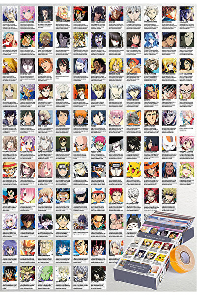 GUGUK Anime Karakterler Temalı 108 Adet Duvar Poster Seti, Özel Tasarım Kutulu (GGK-K116)