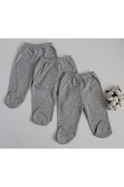 minibird baby Unisex Baby Combed Organic Cotton 0-6 Months Baby Single Bottom Set of 3 with Booties