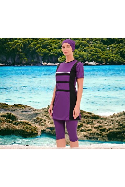 Shopiolog Long Sleeve Palm Tree Patterned Flexible Full Hijab