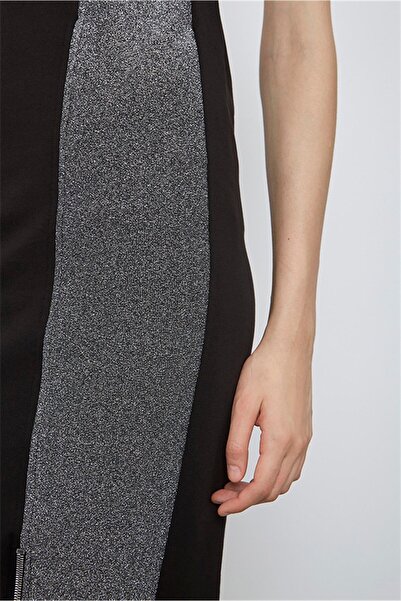 VERDA Black Silver Skirt with Zipper Detail