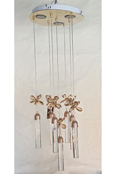 KARAHAN ELEKTRİK Ultra Lüks Modern 7'li Yuvarlak Sarkıt Led'li Kristal Taşlı ...