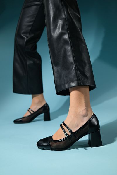 LuviShoes SCOTS Pantofi negri pentru femei cu toc gros