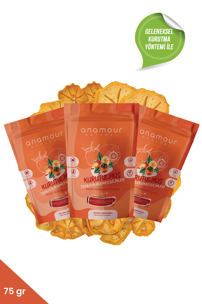 Anamour Natural 3'lü Trabzon Hurma Kurusu - Cips Cennet Hurması (Şekersiz) - ...