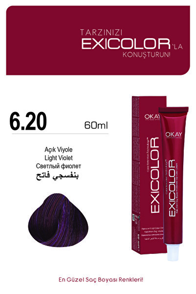 Exicolor 6.20 AÇIK VİYOLE Kalıcı Krem Saç Boyası 60ml