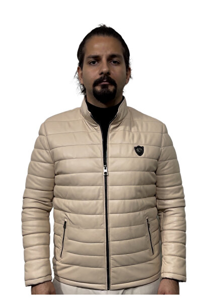 db deriburada original Erkek Hakiki Deri Şişme Mont - 2