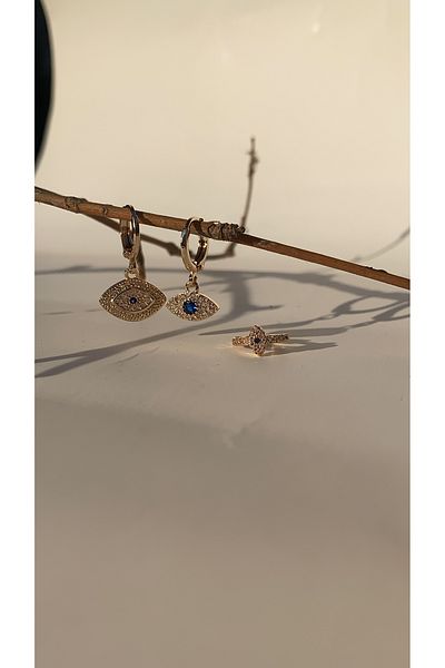 Glowear Atelier Eye Symbol Colored Zircon Stone Triple Earring Set