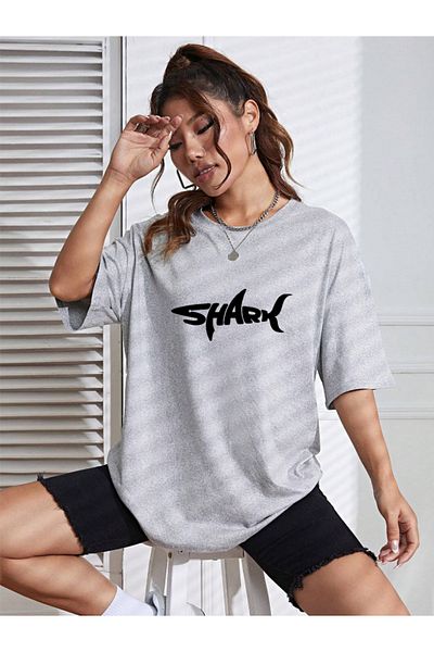 Revasser Unisex Γυναικείο/Ανδρικό Μπλουζάκι από βαμβακερό χτενισμένο βαμβακερό λαιμόκοψη, πολύχρωμο καρχαρία
