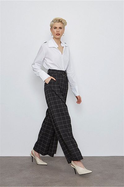 VERDA Checked Belted Trousers