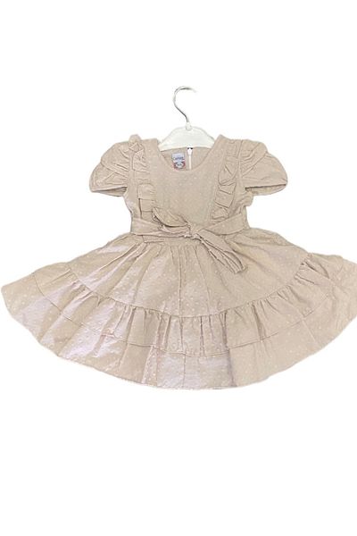 Ded COLLECTION Rochie de sărbători cu mânecă scurtă, cu curea, împletită cu volane