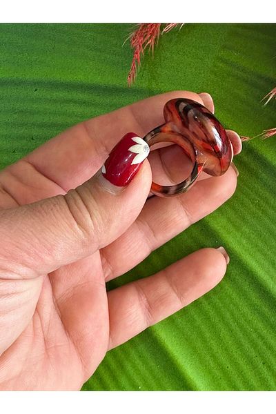 Gönülden Tasarım HANDMADE FLOSSING PLAIDED WOMEN'S RING FINGER SIZE 21 CM