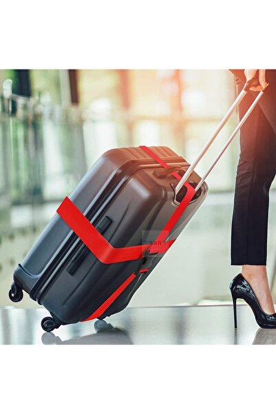 SAR 4 Adet Valiz Bavul Emniyet Kemeri Kırmızı