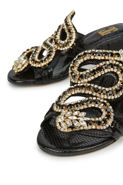 Cengiz Gümüş Yılan Taşlı Model Topuklu Kadın Terlik