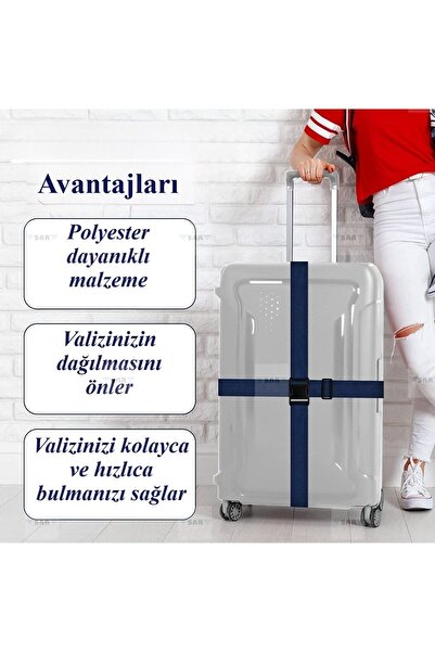 SAR 4 Adet Valiz Bavul Emniyet Kemeri Lacivert