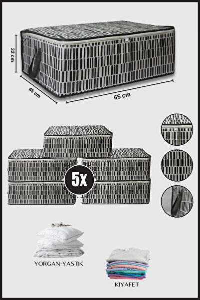 Nanteks 5 Adet Büyük Boy Bazaaltı Hurç Giysi Yastık Hurcu Düzenleyici Saklama Çantası 65x45x22 Zebra