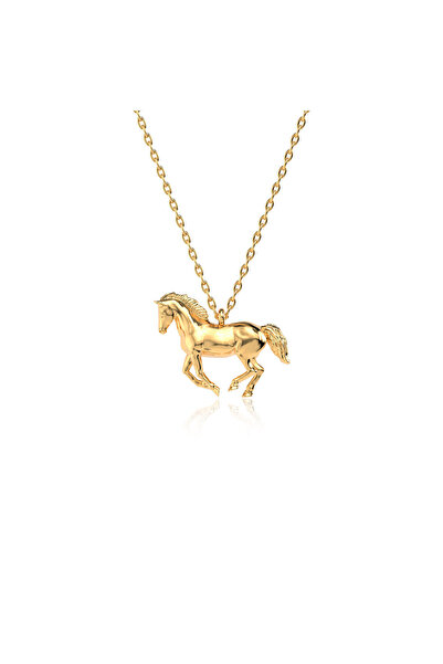 İNDİGO TAKI Sade Minik Koşan At Altın Kaplama Gümüş Kolye
