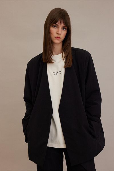 Manuka JACĂ BLAZER UMPLUTĂ STIL KIMONO NEGRU