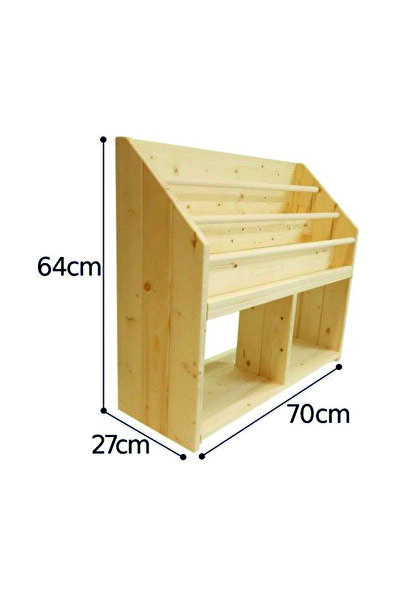 hommy Astana Doğal Masif Ahşap Montessori Kitaplık