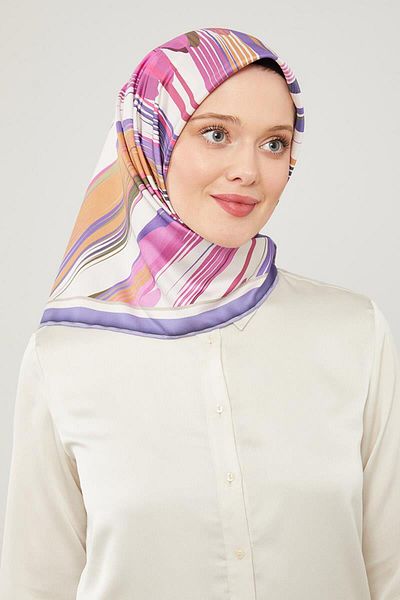 Levidor Φουλάρι με λιλά ριγέ μοτίβο με τάση Twill