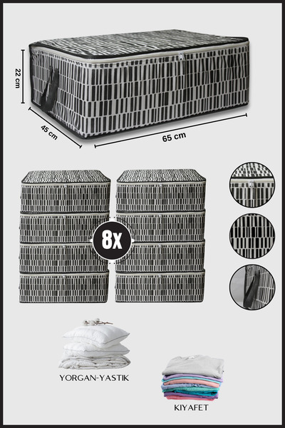 Nanteks 8 Adet Büyük Boy Bazaaltı Hurç Giysi Yastık Hurcu Düzenleyici Saklama Çantası 65x45x22 Zebra