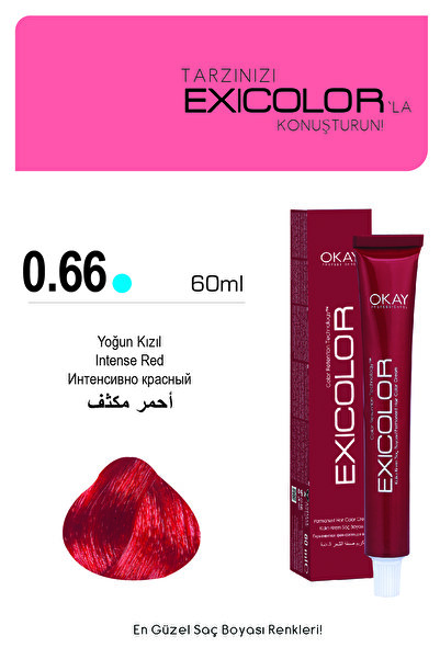 Exicolor MIX 0.66 YOĞUN KIZIL Kalıcı Krem Saç Boyası 60ml