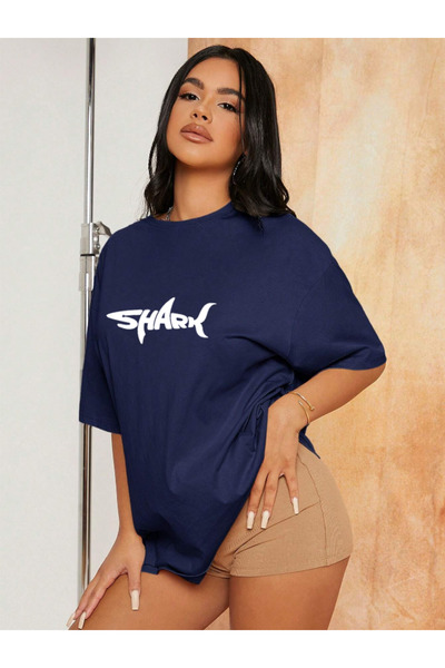 Wish BF Unisex γυναικείο/ανδρικό μπλουζάκι SHARK πολύχρωμο με στάμπα Oversize...