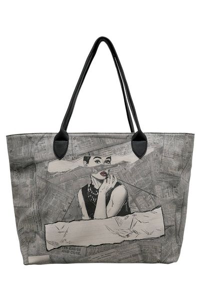 Dogo Geantă de umăr gri din piele vegană pentru femei - Go Back To Be Yourself Design