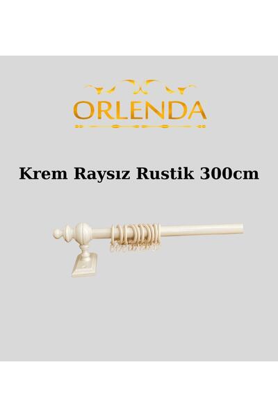 Orlenda Suport pentru perdea rustic din aluminiu cu cap din lemn, fara sina, 300 cm