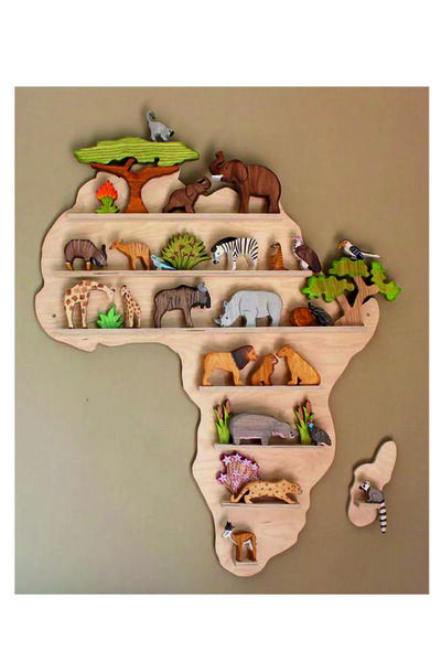 hommy Afrika Doğal Masif Ahşap Montessori Raf