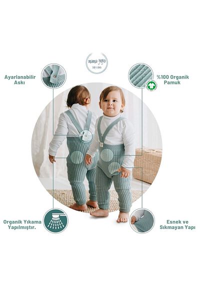 Mama Yoyo Baby&Kids Strappy Organic Knitted Baby Tights - Mint