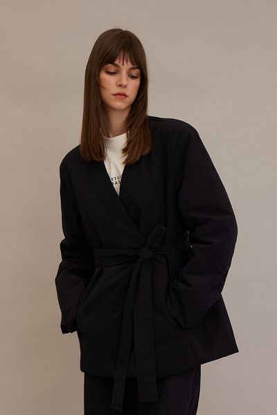 Manuka JACĂ BLAZER UMPLUTĂ STIL KIMONO NEGRU