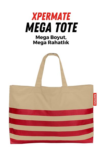 XPERMATE Beige Megatote - Beach Bag, Water Repellent Fabric, Casual Shoulder and Shoulder Bag