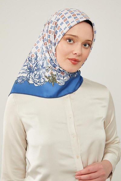 Levidor Eșarfă albastră cu model nostalgic Trend Twill