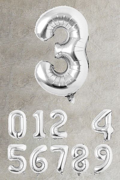 PEKSHOP Silver Number Foil Balloon Large Size Silver Number Balloons 100cm 40inch