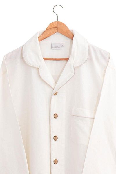 Ecocotton Σετ ανδρικές πιτζάμες Reya 100% οργανικό βαμβάκι λινό κρέμα - M