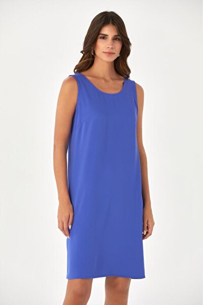 İKİLER Sırt Dekolteli Kolsuz Elbise 024-4012