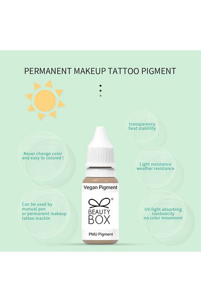 Beauty Box Rose Red Vegan Permanent Makeup Paint PMU Pigment Nontoxic Essence of Pure Plant Extracts 12ml