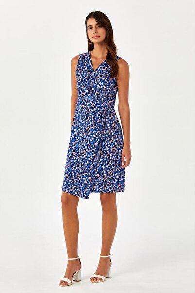 İKİLER Yakası Ve Eteği Anvelop Kolsuz Elbise 024-2503