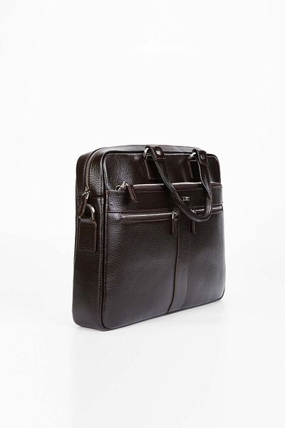 Tamer Tanca Men's Genuine Leather Brown Briefcase