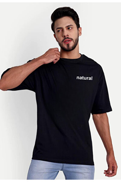 MODA MOSAIC Tricou oversize din bumbac cu imprimeu natural